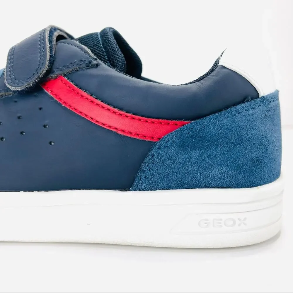 Geox Respira Youth Classic Sneaker Size 5 Navy Blue Italian Leather Padded Comfy